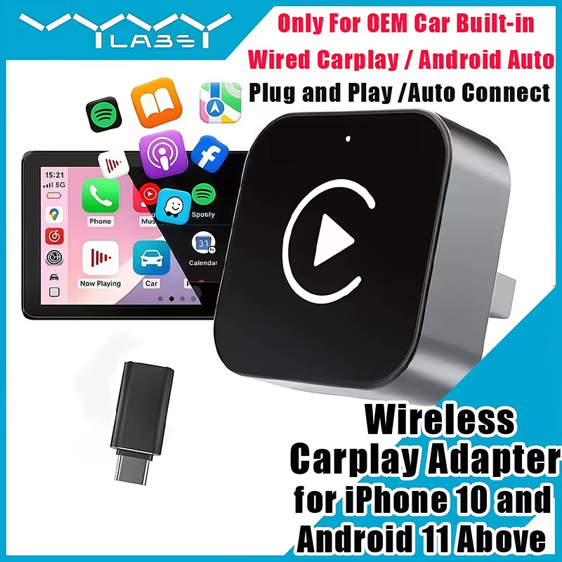 Phone Accessories Unique - Adattatore CarPlay Wireless 2-in-1 Plug-and-Play per