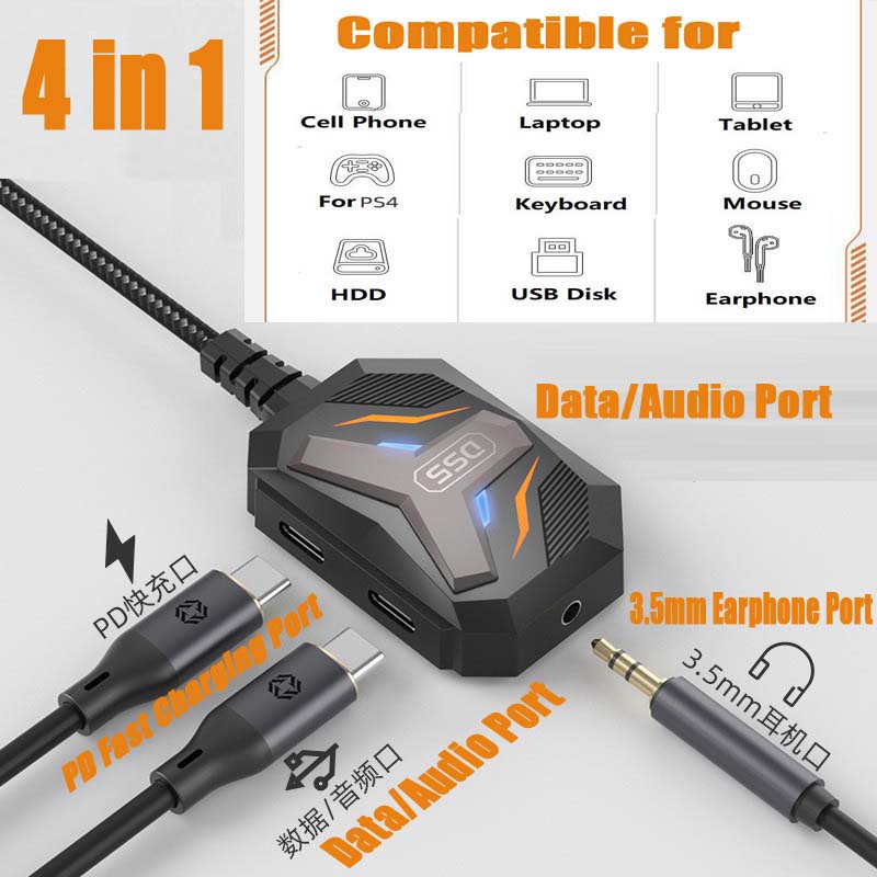 Earphone Splitter Jack - Splitter USB-C a Jack Stereo da