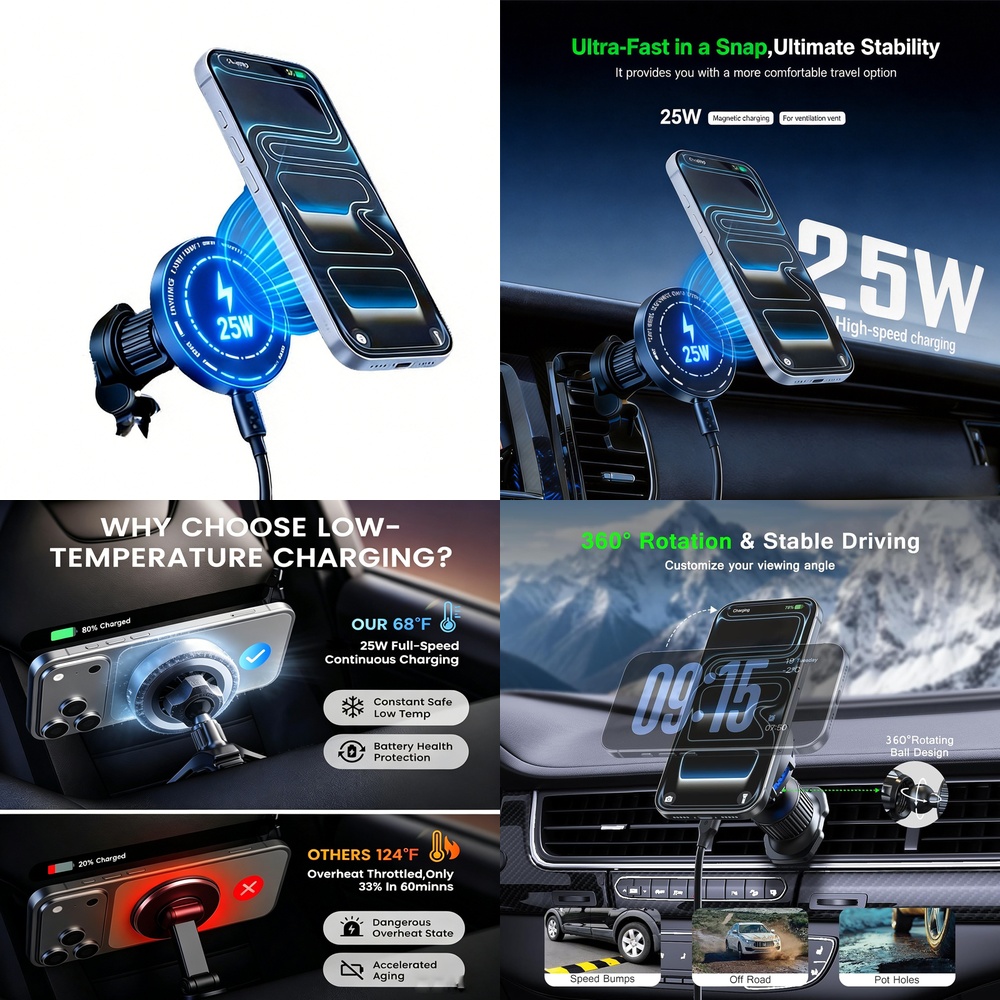 Phone Cooling Fan - Potente Caricabatterie Wireless Magnetico da 25W