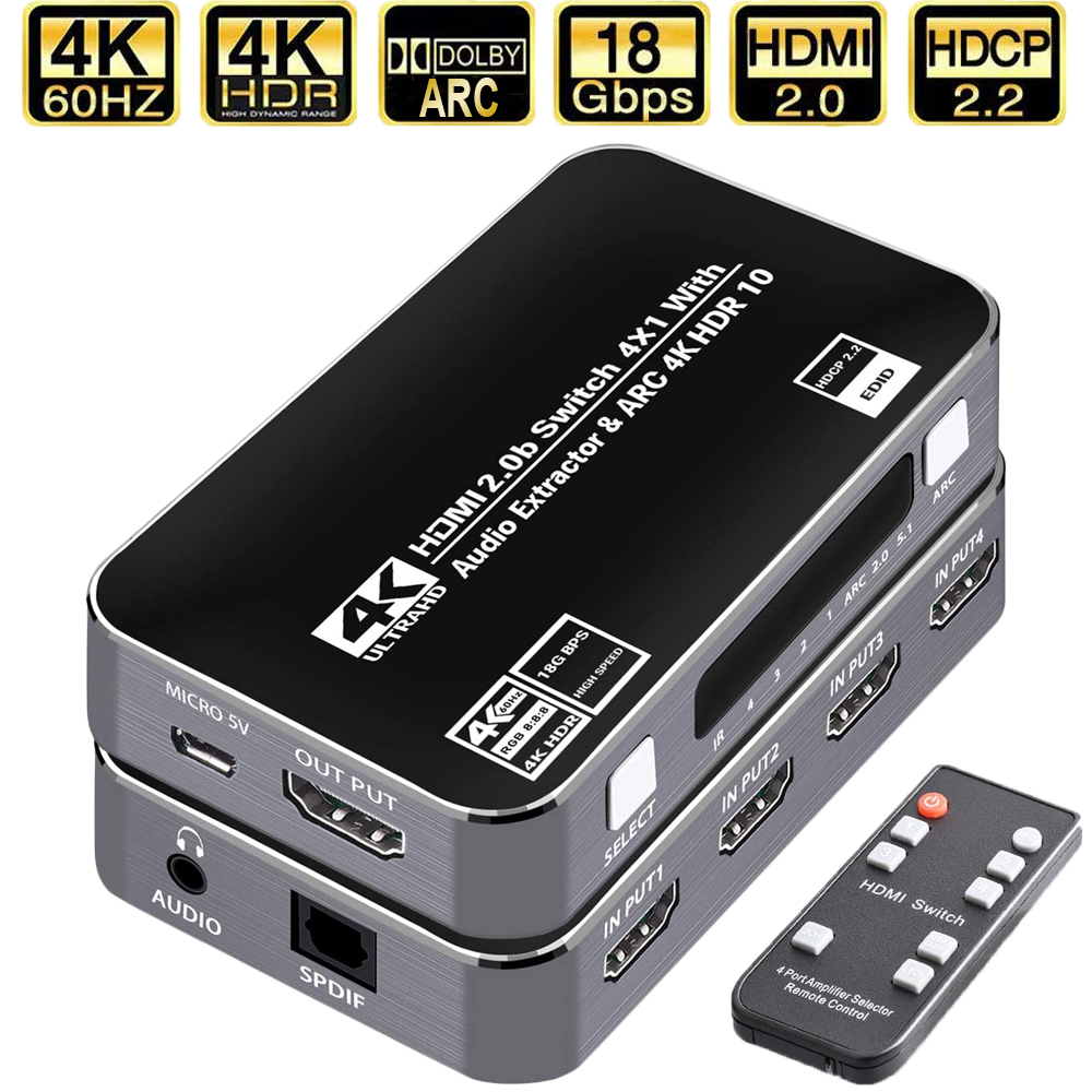 Switch HDMI 4K 60Hz HDR con Es - Earphone Splitter Jack recensione e prezzo
